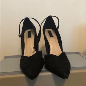 Black suede heels